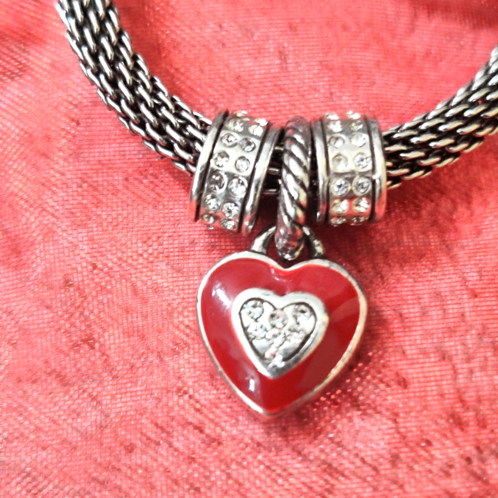 Brighton red Heart shaped Charm and two Spacers.